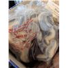 Image 6 : Box Lot of Wool Fleece, Yarn Balls, Spindle, Spool, and Decorative Plaque