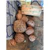 Image 7 : Box Lot of Wool Fleece, Yarn Balls, Spindle, Spool, and Decorative Plaque