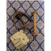Image 8 : Box Lot of Wool Fleece, Yarn Balls, Spindle, Spool, and Decorative Plaque