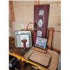 Image 2 : Enamelware Trays, Wood Crates, Framed Art and Candle