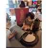 Image 2 : Decor Lot with Vintage Riley's Toffee Tin, Doll, and Mirror