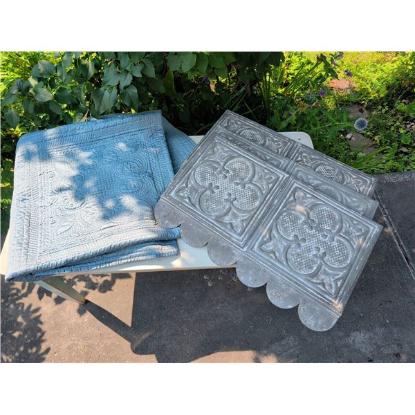 Blue Quilted Textile and Decorative Window Awnings