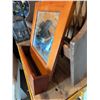 Image 6 : Wood Plate Rack, Wall Mirror, and Metal Lantern