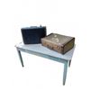 Image 1 : 2 Vintage Suitcases and Blue Rectangular Table