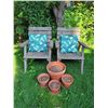 Image 2 : Wooden Outdoor Chairs with Cushions and Four Terra Cotta Pots