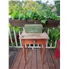 Image 2 : Wood Side Table with Drawer and Painted Garlic Storage Box