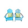Image 1 : Blue Wooden Adirondack Chairs with Green Cushions