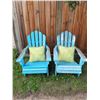 Image 2 : Blue Wooden Adirondack Chairs with Green Cushions