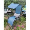 Image 2 : Blue Zero Gravity Lounge Chair with Adjustable Canopy and Pillow