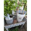Image 6 : Galvanized Metal Washstand With Watering Can, Pail, and Rustic Shovel