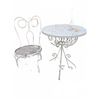 Image 1 : Antique Twisted White Metal Garden Bistro Table and Chair