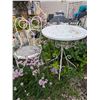 Image 2 : Antique Twisted White Metal Garden Bistro Table and Chair