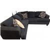 Image 1 : Dark Blue Fabric Sectional Sofa with Decorative Pillows