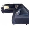 Image 2 : Dark Blue Fabric Sectional Sofa with Decorative Pillows