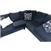 Image 3 : Dark Blue Fabric Sectional Sofa with Decorative Pillows