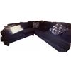 Image 4 : Dark Blue Fabric Sectional Sofa with Decorative Pillows
