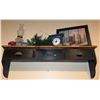 Image 2 : Wall-Mounted Wood Shelf with Three Drawers and Assorted Decor