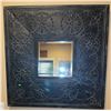 Image 2 : Square Wall Mirror with Embossed Black Metal Frame