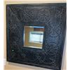 Image 3 : Square Wall Mirror with Embossed Black Metal Frame