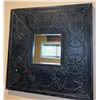 Image 4 : Square Wall Mirror with Embossed Black Metal Frame