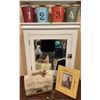 Image 2 : Decorative Lot with Numbered Metal Pails, Mirrored Cabinet, and Wooden Items