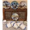 Image 1 : Decorative Plates, Teacups, and Wooden Wall Rack
