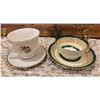 Image 4 : Decorative Plates, Teacups, and Wooden Wall Rack