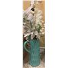 Image 4 : Alabaster Glass Plates, Ceramic Pitcher with Artificial Flowers, Vintage Tala Icing Set, and 