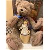 Image 4 : Vintage Suitcase with Plush Bear, Porcelain Doll, Linens and Countryside Painting