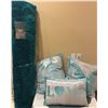 Image 1 : Three Decorative Teal Throw Pillows and Shag Area Rug