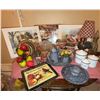 Image 1 : Farmhouse Decor Lot with Prints, Canisters, and Ware