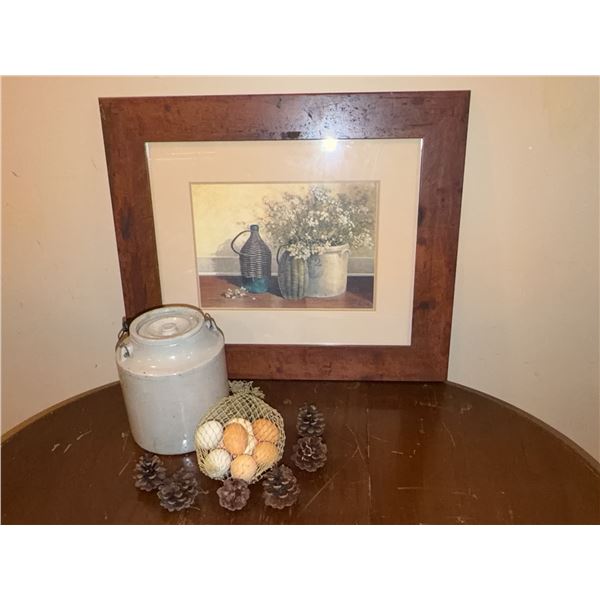 Arnie Fisk Framed Print Chamomile Morning and Stoneware Canister with Eggs