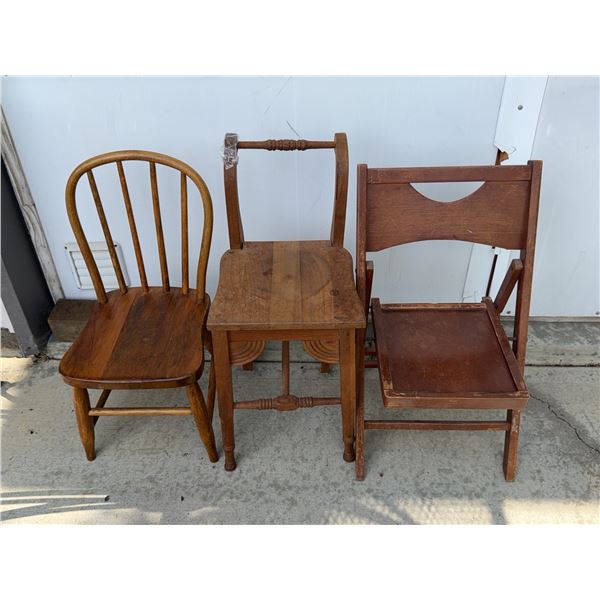 3 Wooden Miniature Children’s Chairs