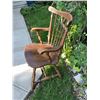 Image 4 : Wooden Windsor Armchair with Plaid Decorative Pillow