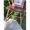 Image 6 : Wooden Windsor Armchair with Plaid Decorative Pillow