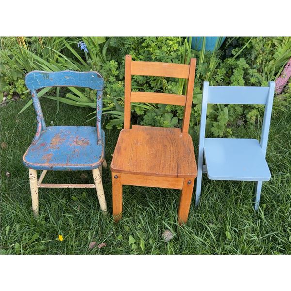 3 Miniature Wooden Children’s Chairs