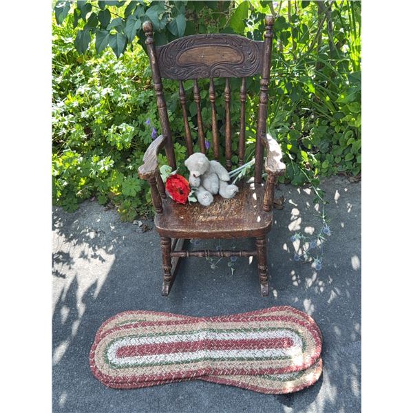 Antique Miniature Children's Wood Rocking Chair