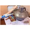 Image 1 : Kitchenware Lot with Enamel Basin, Aluminium Coffee Pot, and Accessories