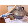 Image 6 : Kitchenware Lot with Enamel Basin, Aluminium Coffee Pot, and Accessories
