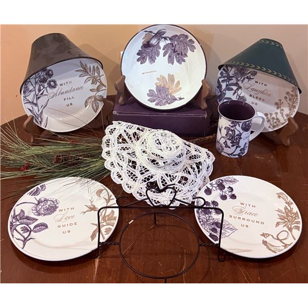 Ceramic Plate and Mug Set with Metal Stand and Lampshades