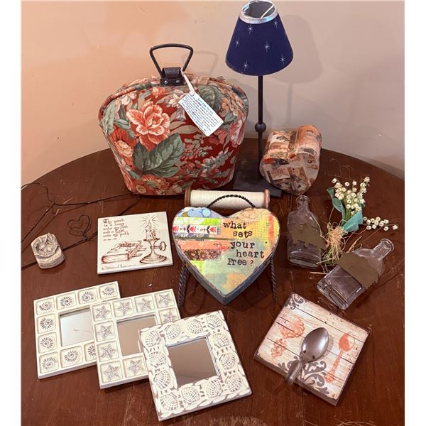 Decorative Home Decor Assortment with Tea Cozy and Tabletop Lamp