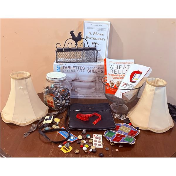 Household Lot Including Karl Lagerfeld Bag and Expandable Shelf Set