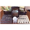 Image 2 : Home Decor Lot with Wall Art, Tin, Rack, and Salt & Pepper Shakers