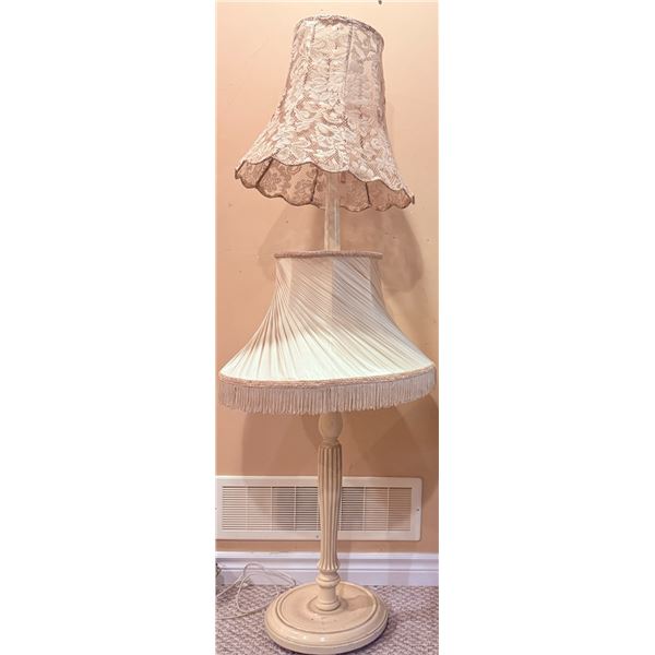 Cream Painted Floor Lamp with Two Fabric Shades