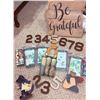Image 1 : Decorative Home Décor Lot Including Wood Signs, Wooden Numbers, and Wall Borders