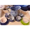 Image 4 : Tableware Lot with Enamelware Pitcher, Ceramic Cups, Tin Boxes