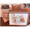 Image 4 : Home Decor Lot with Wall Basket, Ceramic Jug, Dried Flowers, and Bookends