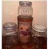 Image 5 : Decor Lot with Glass Jars, Framed Prints, Oil Lamp, and Flatware