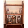Image 3 : Wood Shelf with Assorted Glass Jars and Faux Yellow Floral Stems