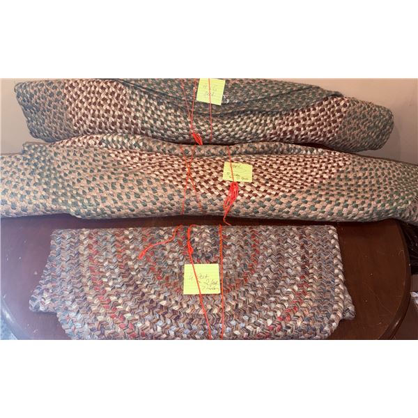 Three Braided Oval Area Rugs in Mixed Colours